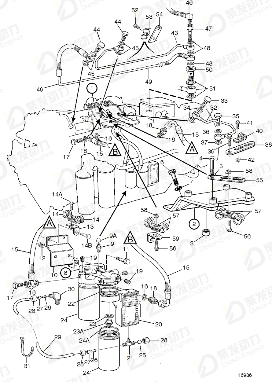 VOLVO Oil return pipe 425421 Drawing